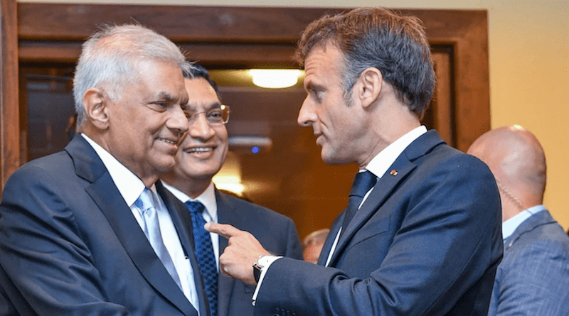 Sri Lanka's President Ranil Wickremesinghe with France's President Emmanuel Macron. Photo Credit: Sri Lanka President's Office