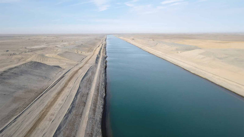 View of Qosh Tepa, an irrigation canal, which will direct the water from the Amu Darya river to Afghanistan's arid northern region. Photo Credit: © Afghanistan's Deputy Minister of Economic Development