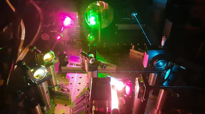 Researchers developed a fluorescence microscope that uses structured illumination for fast super-resolution imaging over a wide field of view. It can also be used for multicolor and high-speed imaging. CREDIT: Henning Ortkrass, Bielefeld University