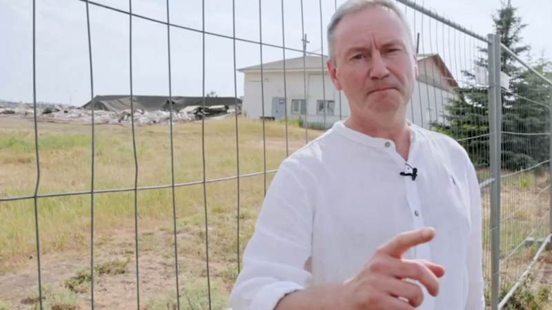 Vyacheslav Goncharenko outside bulldozed New Life Church, Minsk, 20 June 2023 Photo Credit: New Life Church [CC BY-NC-ND 4.0]