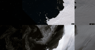 Before and After: Satellite images of shrinking glaciers along western Antarctica, from February 18, 1975 (top) to March 2, 2015 (below). CREDIT: NASA Earth Observatory