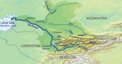 The transboundary rivers Chu and Talas in the Central Asia Syr Darya basin. Credit: Wikipedia Commons
