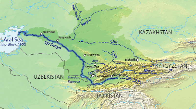 The transboundary rivers Chu and Talas in the Central Asia Syr Darya basin. Credit: Wikipedia Commons