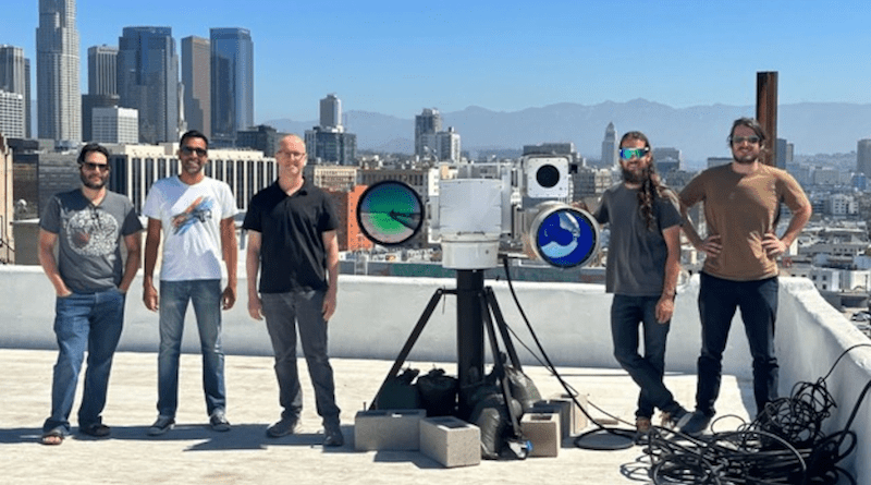 A team from Teleidoscope demonstrates upgraded electro-optical/infrared cameras with enhanced capabilities to improve airspace awareness in California. The company was awarded a contract for an artificial intelligence-powered detection system to monitor the airspace around Washington, D.C. Photo Credit: Courtesy of Defense Innovation Unit