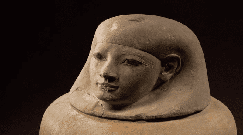 Limestone Canopic Jar of the Egyptian lady Senetnay (c. 1450 BCE); Museum August Kestner, Hannover (Inv.-No. 1935.200.1018) CREDIT Museum August Kestner, Hannover; Photo: Christian Tepper (museum photographer)
