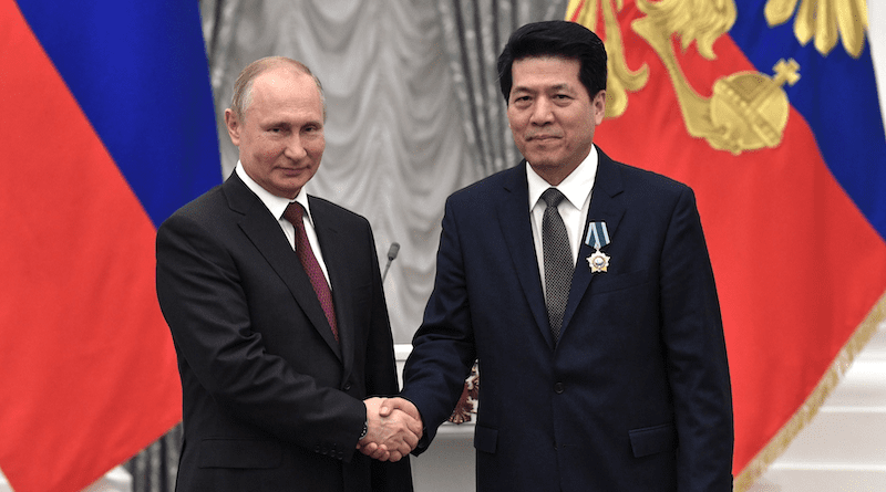 President of Russia Vladimir Putin awarded China's Special Envoy for Eurasian Affairs Li Hui with an Order of Friendship in May 2019. Photo Credit: Kremlin.ru