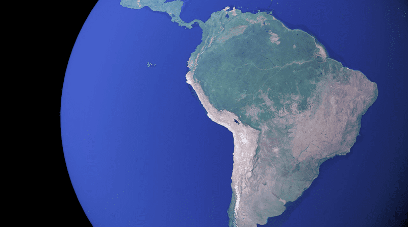 A space-based image shows the South American continent. Photo Credit: NASA