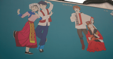 Tatars (right) featured on a mural depicting the 56 recognized ethnic groups in China. Photo Credit: Vmenkov, Wikipedia Commons