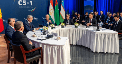 On the sidelines of the U.N. General Assembly, President Joe Biden meets with the leaders of Kazakhstan, Kyrgyzstan, Tajikistan, Turkmenistan and Uzbekistan, Sept 19, 2023. (Kazakh President's Office)