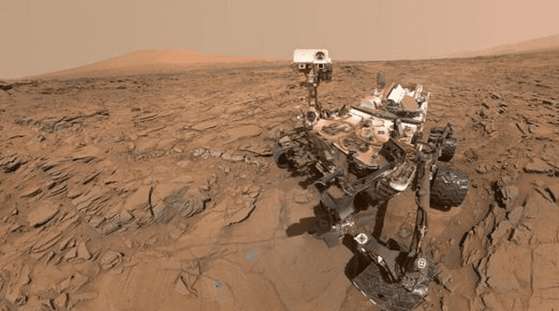 A selfie, taken by the Curiosity rover on the surface of Mars in June 2016. The Curiosity rover used the pyrolysis-GCMS equipment described in this notice (Secondary Creator Credit: NASA/JPL-Caltech/MSSS).