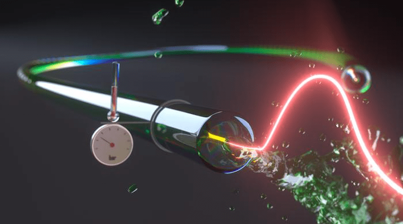 Artist’s impression of a liquid-filled glass capillary CREDIT: © Long Huy Dao