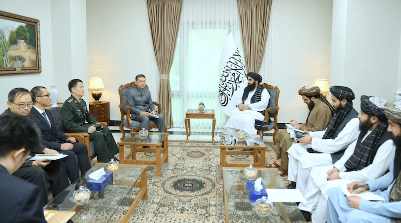 Newly appointed Ambassador of the People’s Republic of China to Afghanistan, Mr. Zhao Sheng presents his diplomatic credentials to the Minister of Foreign Affairs of the Islamic Emirate of Afghanistan Mawlawi Amir Khan Muttaqi. Photo Credit: mfa.gov.af