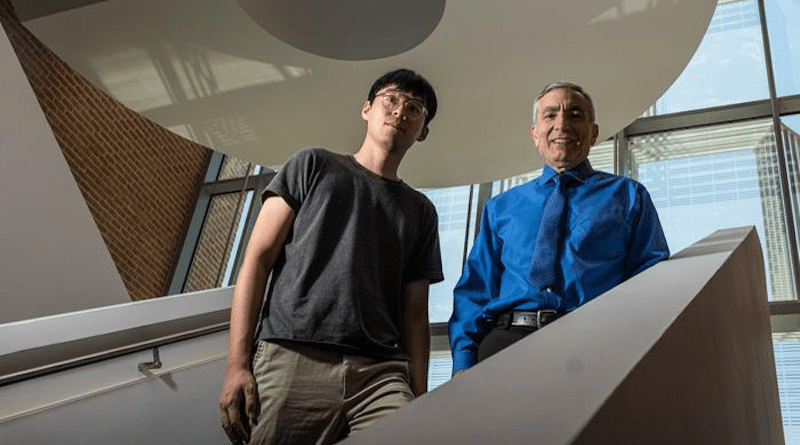 Jinhang Chen (left) and James Tour CREDIT: Photo by Jeff Fitlow/Rice University