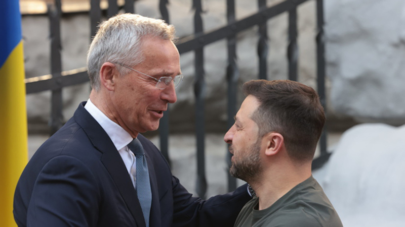 NATO Secretary General Jens Stoltenberg with Ukraine's President Volodymyr Zelenskyy. Photo Credit: NATO