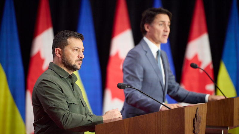 Ukraine's President Volodymyr Zelenskyy with Prime Minister of Canada Justin Trudeau. Photo Credit: Ukraine Presidential Press Service