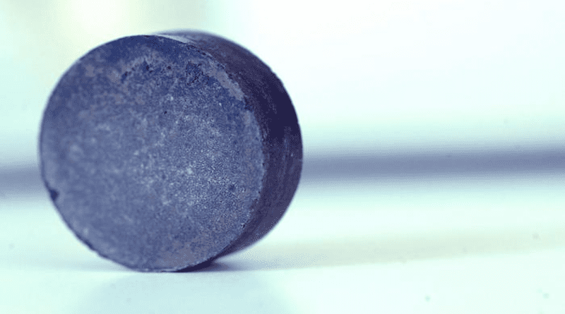 Photo of a magnet. CREDIT: U.S. Department of Energy Ames National Laboratory