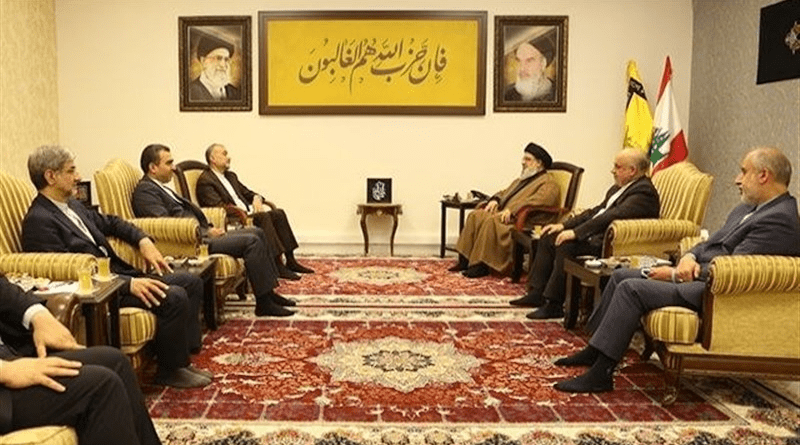 Iranian Foreign Minister Hossein Amirabdollahian with Hezbollah Secretary General Sayyed Hassan Nasrallah. Photo Credit: Tasnim News Agency