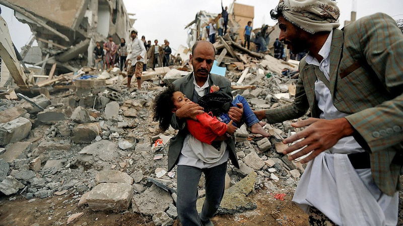 The bombing of a neighborhood in Yemen, December 28, 2017. Photo credit: Aida Fallace, CC BY-SA 4.0