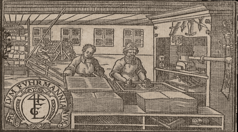 Printer's workshop CREDIT: SLUB Dresden, digital.slub-dresden.de/id2737423379 (Public Domain Mark 1.0)