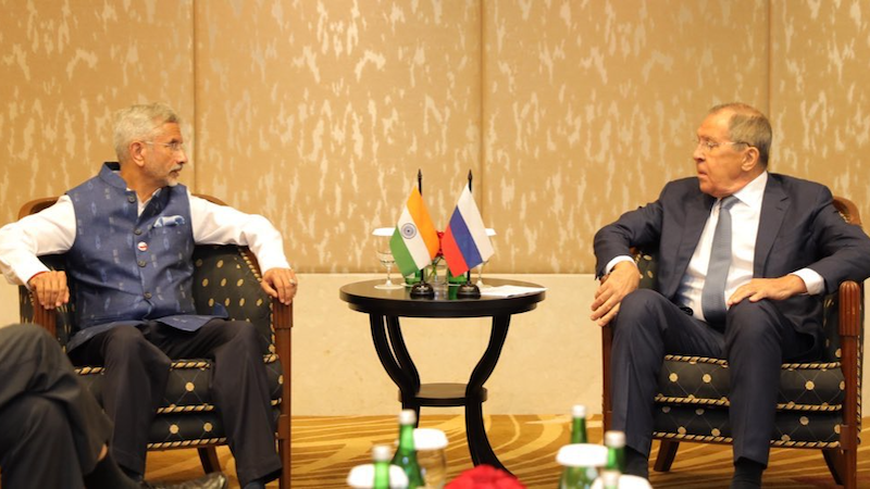 India’s External Affairs Minister S. Jaishankar with Russian Foreign Minister Sergey Lavrov, Jakarta, September 6, 2023. Photo Credit: India Foreign Affairs