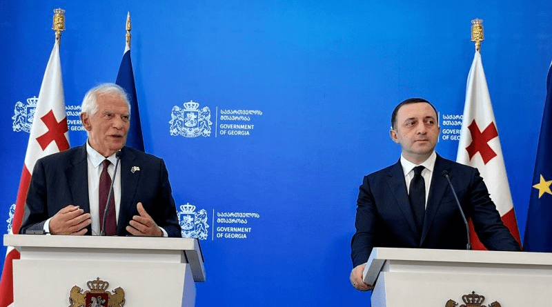 High Representative of the European Union for Foreign Affairs and Security Policy Josep Borrell with Georgia’s Prime Minister Irakli Garibashvili. Photo Credit: X/@JosepBorrellF