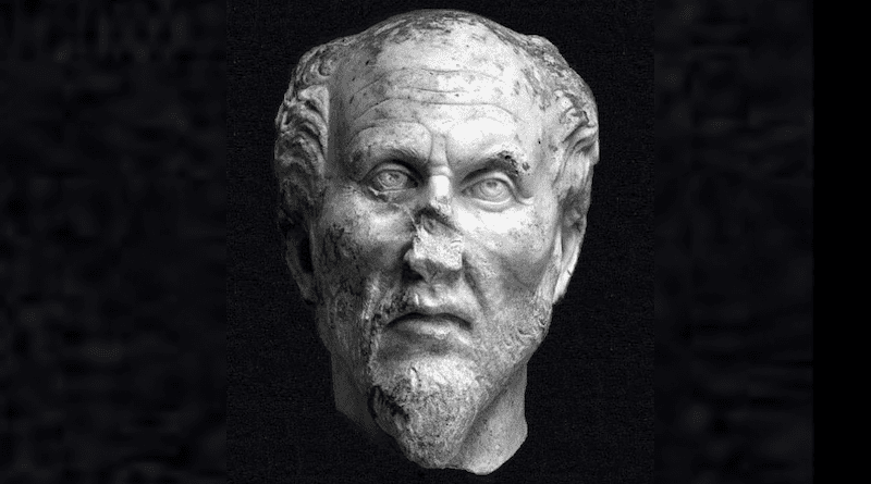 Possible statue of Plotinus. Photo Credit: Ostiense Museum, Ostia Antica, Wikipedia Commons