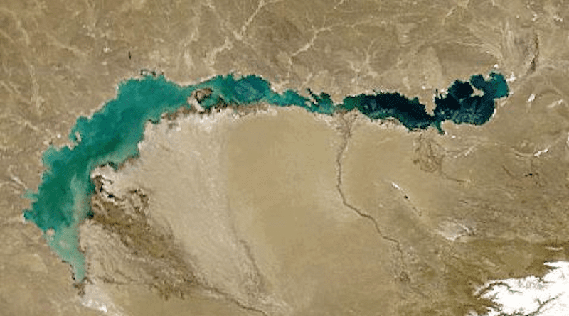 Lake Balkhash, Kazakhstan. Photo Credit: NASA, Wikipedia Commons