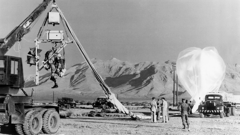 Project High Dive anthropomorphic dummy launch, White Sands Proving Ground, New Mexico, June 11, 1953 (DOD/Air Force Declassification Office)