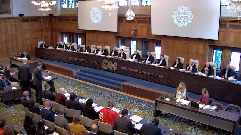 The ICJ hearing on Monday. Screenshot: media.un.org.