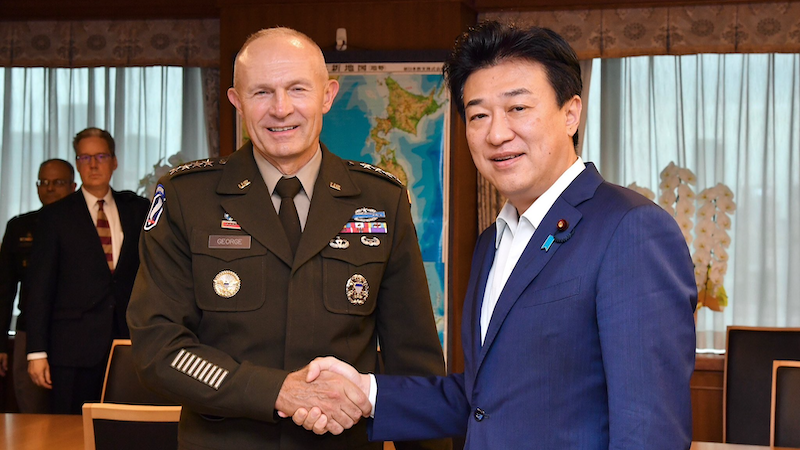 General Randy George, Chief of Staff, U.S. Army with Japan's Defense Minister Minoru Kihara. Photo Credit: Japan Ministry of Defense