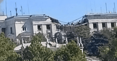 Aftermath of missile strike on Russian Black Sea Navy headquarters in Crimea. Photo Credit: Ukraine Defense Ministry