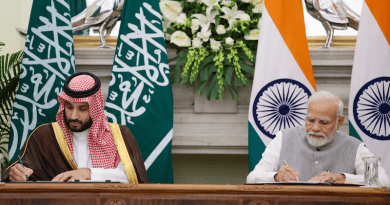 Saudi Arabia's Crown Prince Mohammed bin Salman with India's Prime Minister Narendra Modi signing agreements. Photo Credit: India PM Office