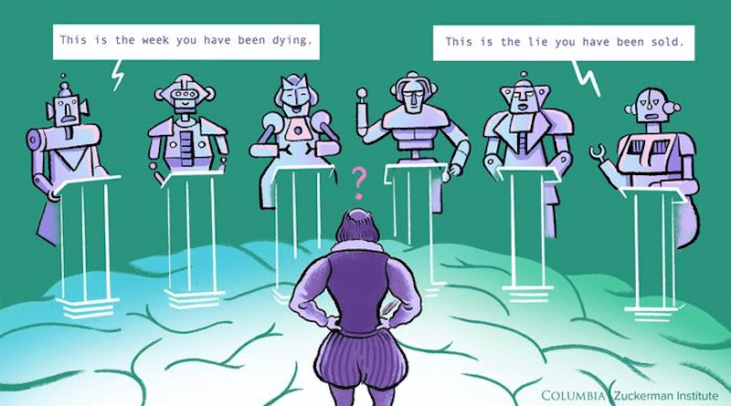 Different AI language models can make different judgments about whether sentences are meaningful or nonsense. CREDIT: Columbia University's Zuckerman Institute