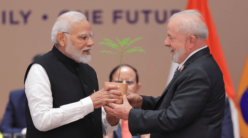 India's Prime Minister Narendra Modi with Brazil's President Luiz Inacio Lula da Silva. Photo Credit: India PM Office