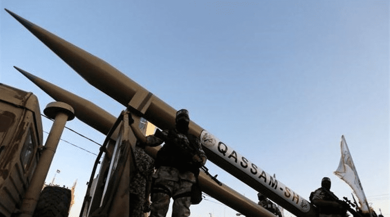 File photo of members of Hamas posing with Qassam rockets. Photo Credit: Tasnim News Agency