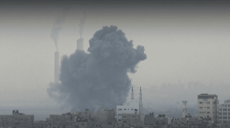 Israel bombs the Gaza Strip. Photo Credit: Arab News video screenshot