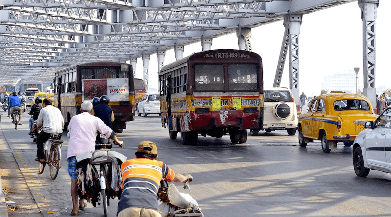 Kolkata india bridge people traffic
