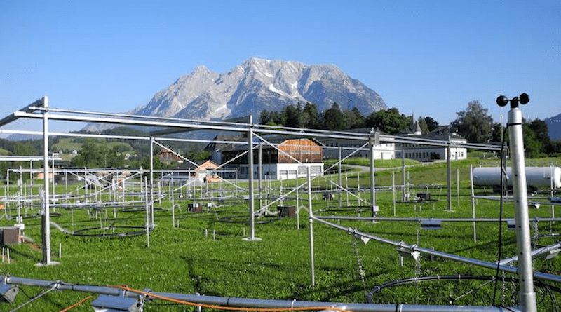 ClimGrass, the field experiment in Styria, in which drought is simulated in combination with future climate conditions. CREDIT: C: Markus Herndl, HBLFA Raumberg-Gumpenstein