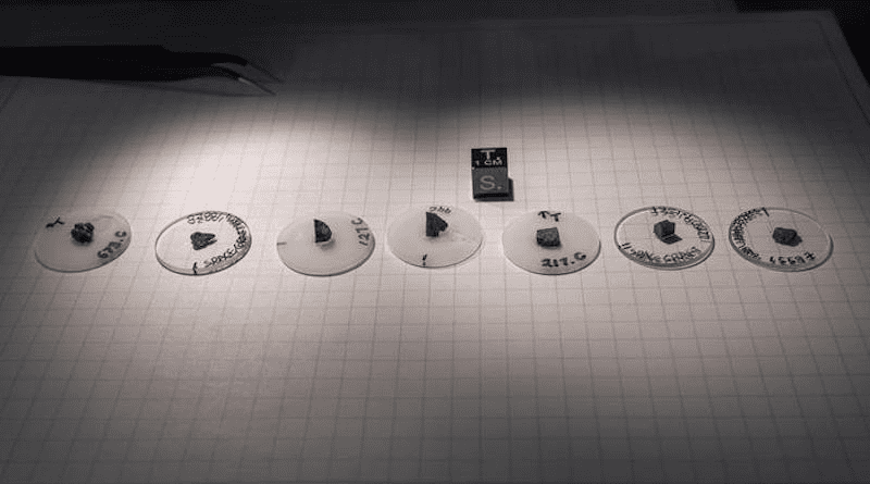 Lunar samples displayed in the paleomagnetism lab at Stanford. CREDIT: Harry Gregory/Stanford University