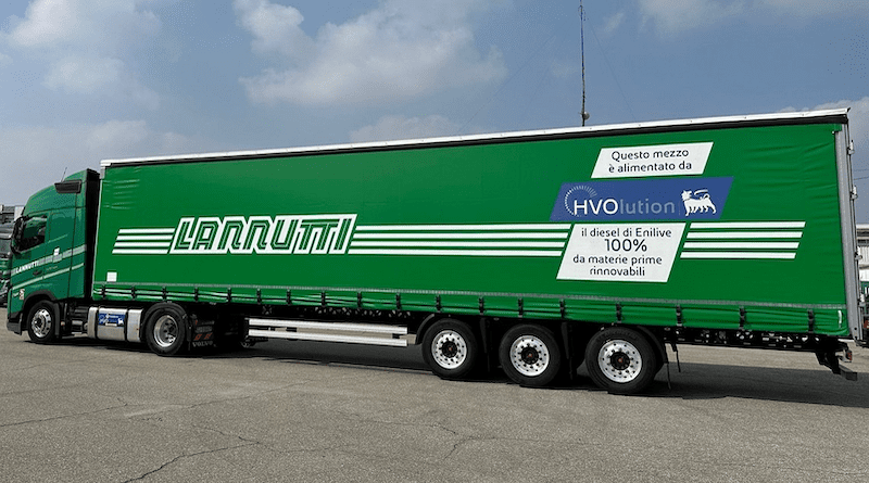 Enilive’s diesel from 100% renewable raw materials powers Lannutti’s fleet. Photo Credit: Eni