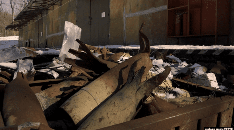 File photo of destroyed munitions at the warehouse near the Bulgarian village of Lovnidol that stored arms for the EMCO weapons manufacturer. Photo Credit: RFE/RL