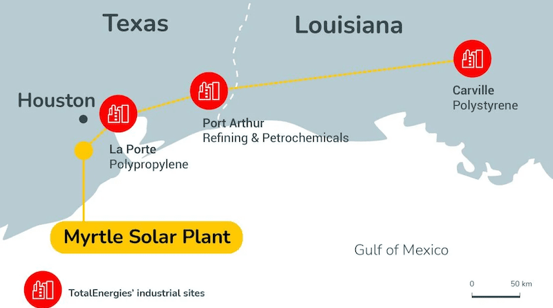 TotalEnergies starts up in Texas a 380 MW utility-scale solar power plant with battery storage. Credit: TotalEnergies