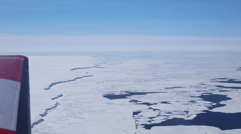 An aerial view of the Denman Glacier ice tongue in East Antarctica CREDIT: Jamin S. Greenbaum