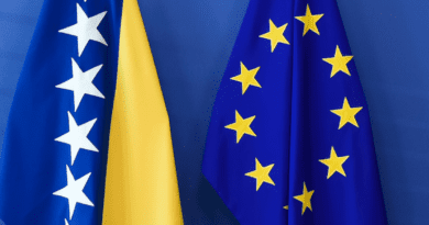 Flags of Bosnia and Herzegovina and European Union. Photo Credit: European Commission