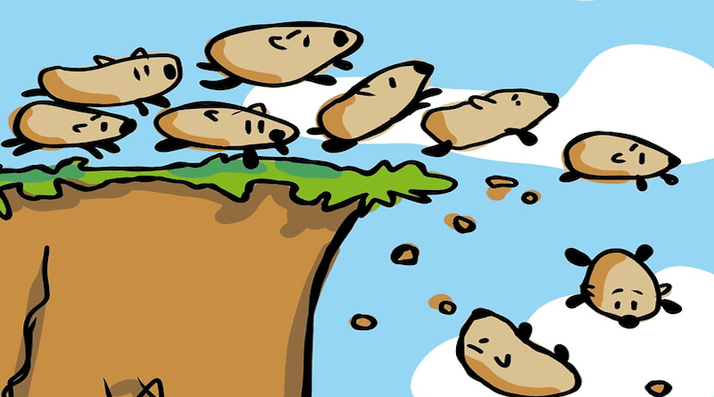 lemmings jump cliff