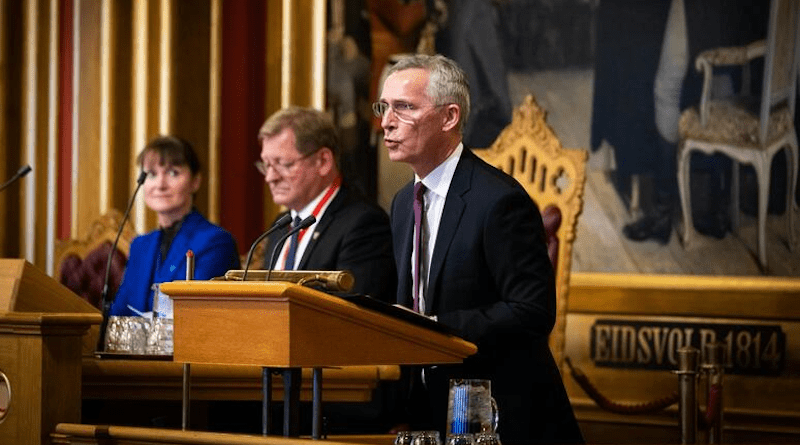 NATO Secretary General Jens Stoltenberg addresses the 75th Nordic Council session in Oslo, Norway. Photo Credit: NATO
