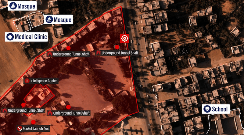 Detail of map depicting a Hamas terrorist stronghold in Jabaliya, northern Gaza. Credit: IDF
