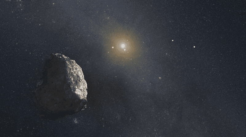 An artist’s impression of a Kuiper Belt object (KBO), located on the outer rim of our solar system at a staggering distance of 4 billion miles from the sun. CREDIT: NASA
