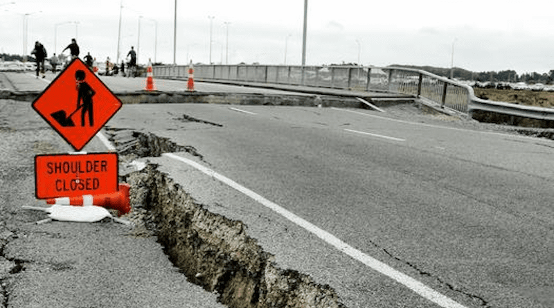 Damage after a powerful earthquake in New Zealand in 2011. Researchers at UT Austin are working to forecast earthquakes with artificial intelligence. CREDIT: Flickr/Martin Fluff