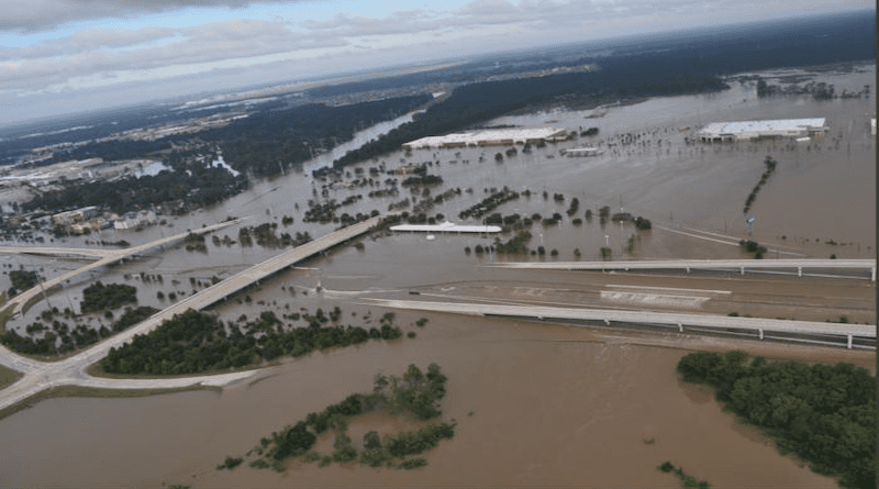 Aerial view of flooding in Texas from Hurricane Harvey, 2017. CREDIT: Harris County Sheriff Office.